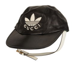 Gucci X Adidas Baseball Cap With Chin Strap, Lambskin, Black, Sz S, 3*